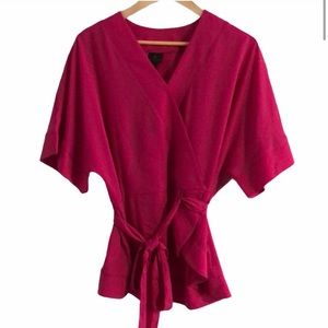 Worththington fuschia blouse with tie-bow